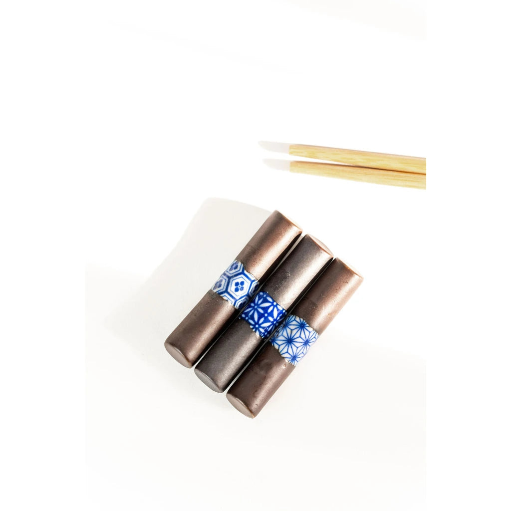 Black Cylinder Asanoha Chopstick Rest