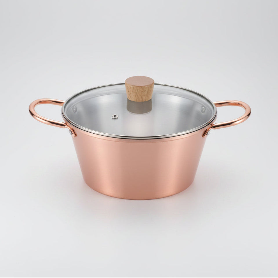 Chitose Pure Copper Two-Handled Pot with Glass Lid 20cm – Made In