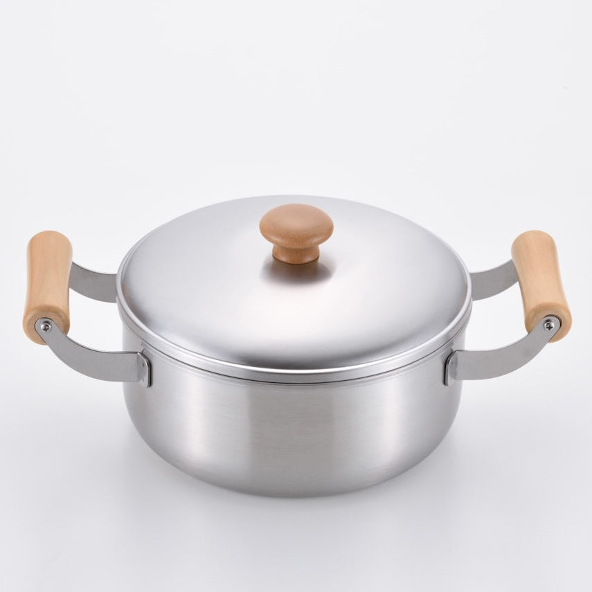 Chitose Wooden-Handled Stainless Steel Casserole 20cm – Made In