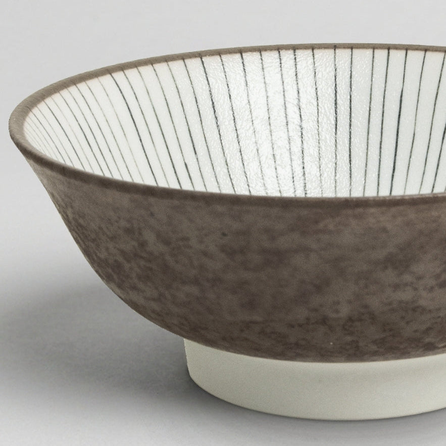 Crazed Grey Converging Line Ramen Bowl 22cm
