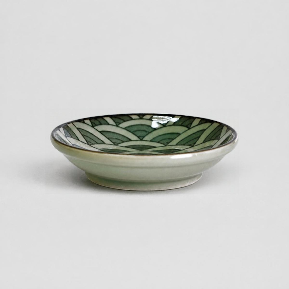 Green Seigaiha Wave Sauce Dish 9cm