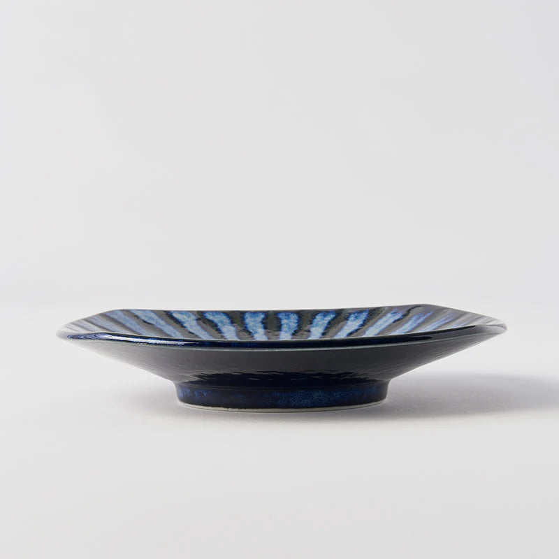 Indigo Drip Square Plate 18cm