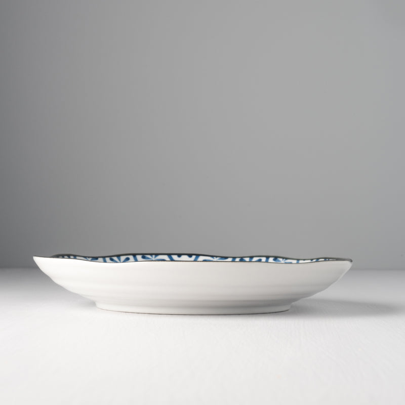Indigo Hexagon Flower Ikat Dinner Plate 23cm