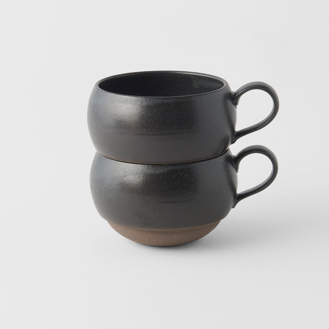Rounded mug with handle black 6.5cm
