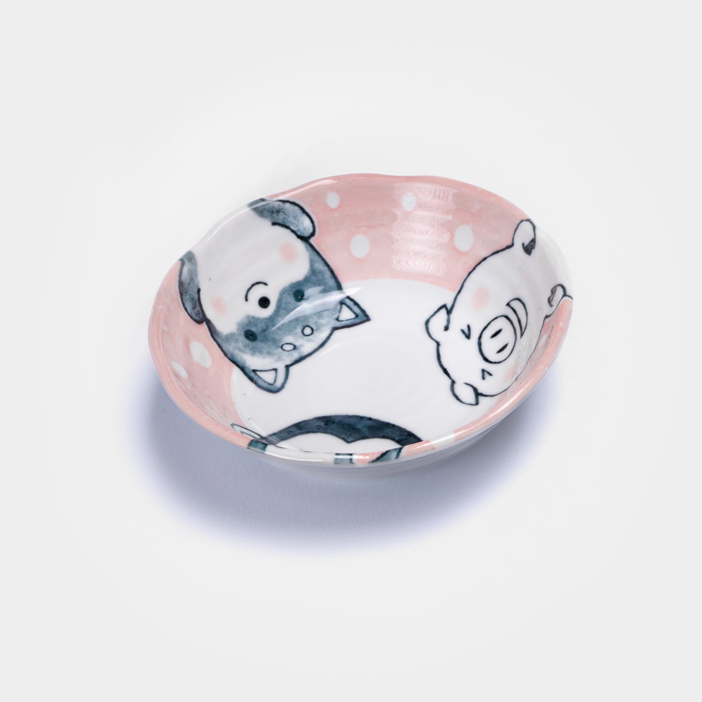 Kawaii Pink Glaze Small Shallow Bowl 14cm