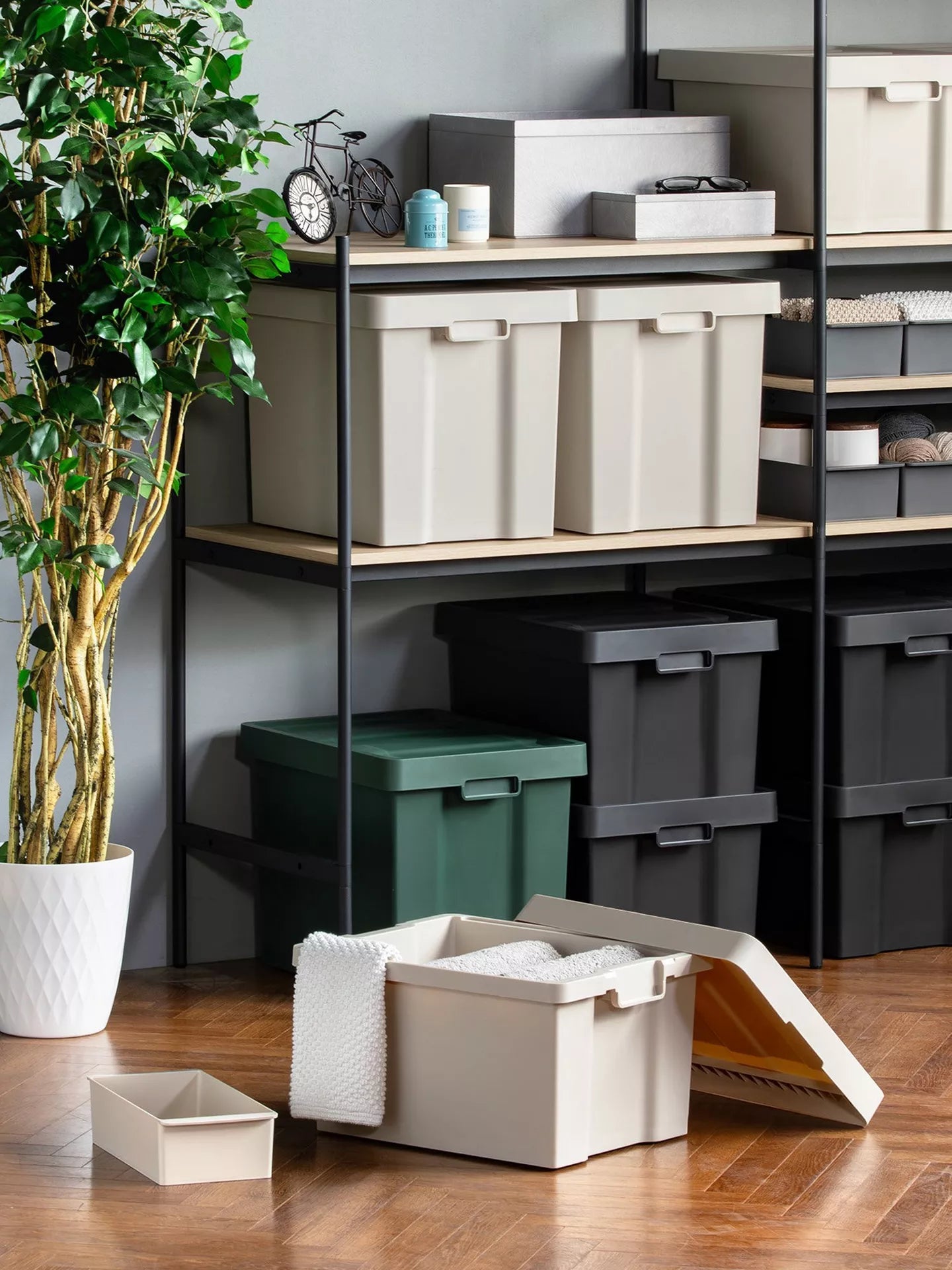 Like-it Store-Up Shallow Storage Container 24L with Tray - Beige