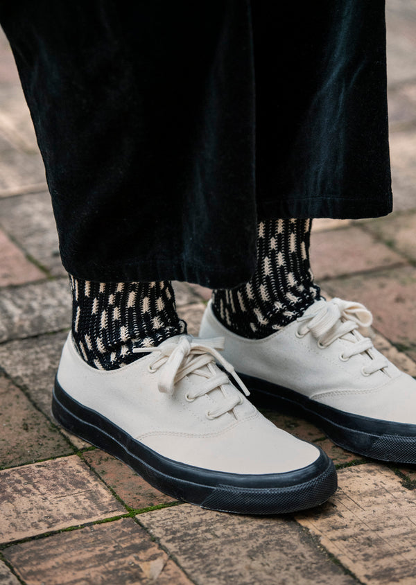 ROTOTO Raindrop Crew Socks - Dark Yellow / Ivory