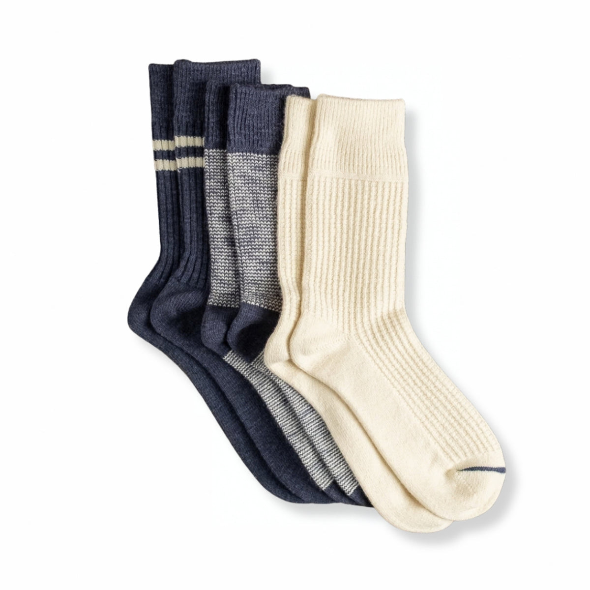 ROTOTO Recycled Cotton Wool Daily 3 Pack Socks - Navy