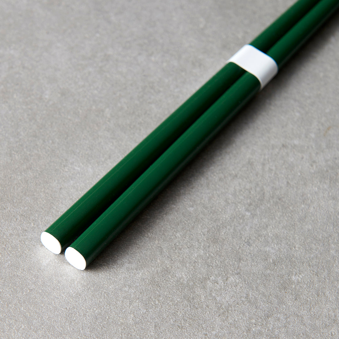 Deep green & white chopsticks 23cm