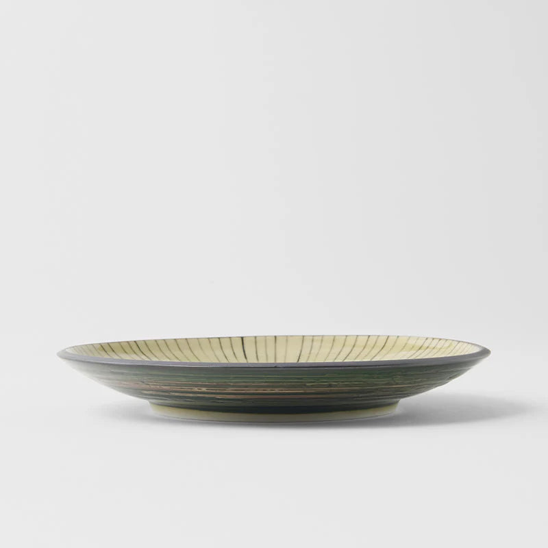 Dark Green Converging Lines Tapas Plate 17cm
