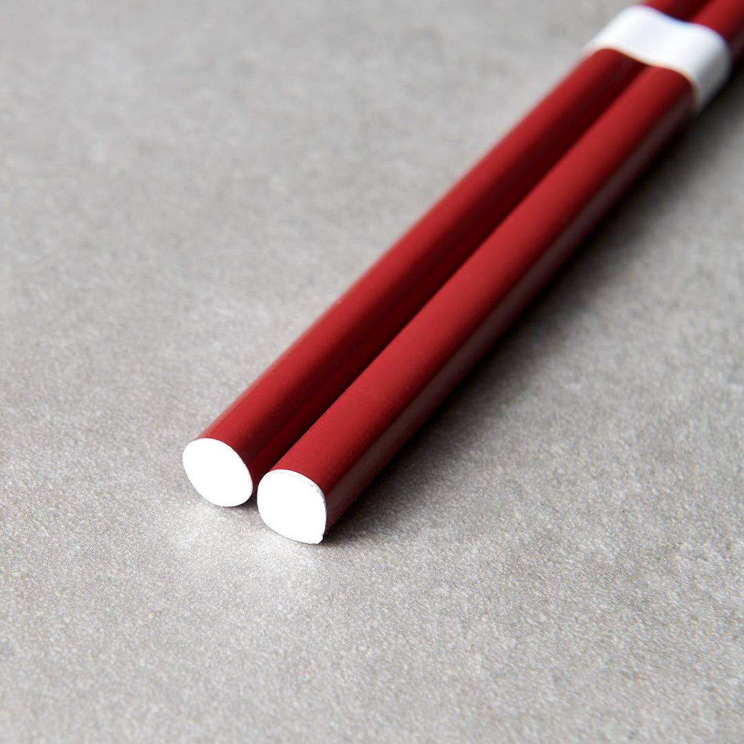 Dark red & white chopsticks 23cm