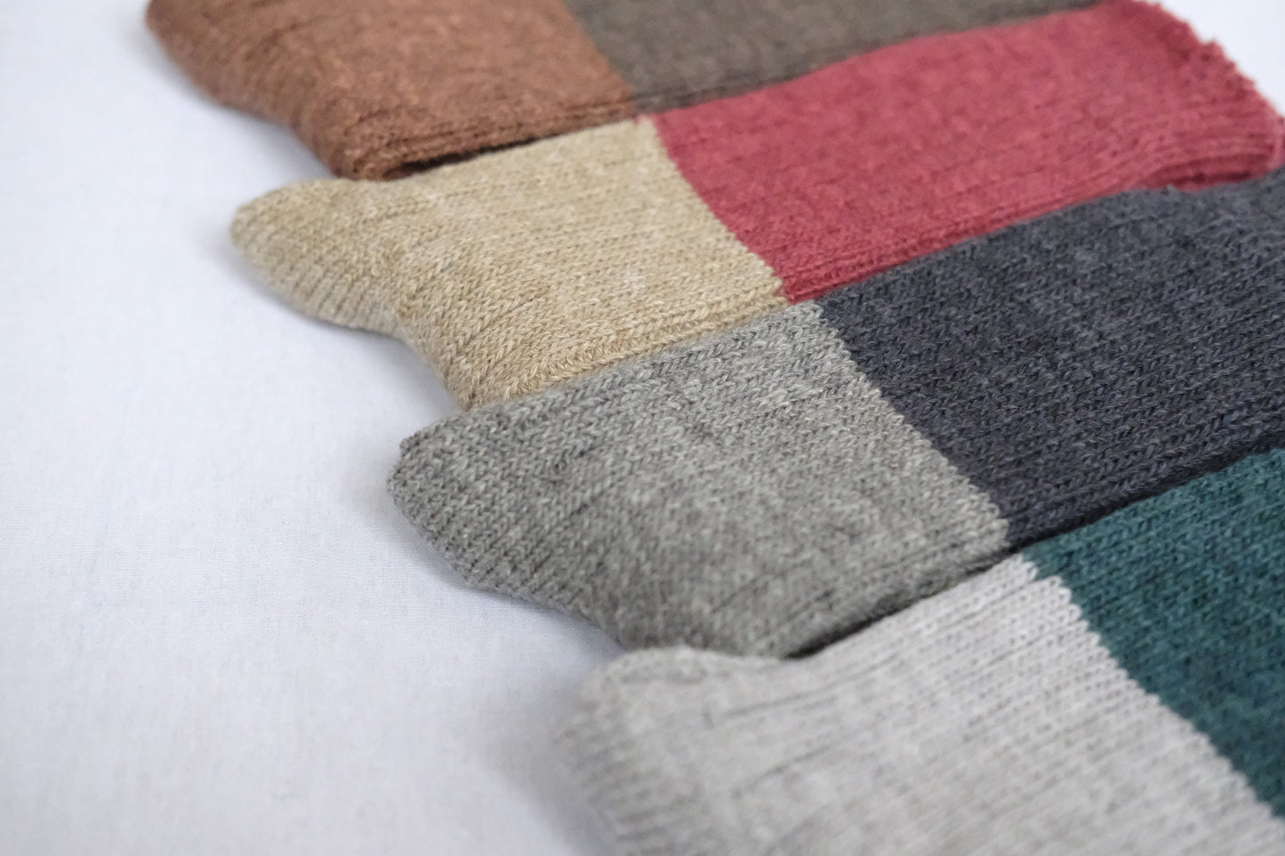 Wool Cotton Slab Socks - Red