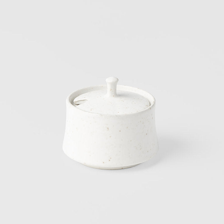 White fleck glaze sugar pot 6cm
