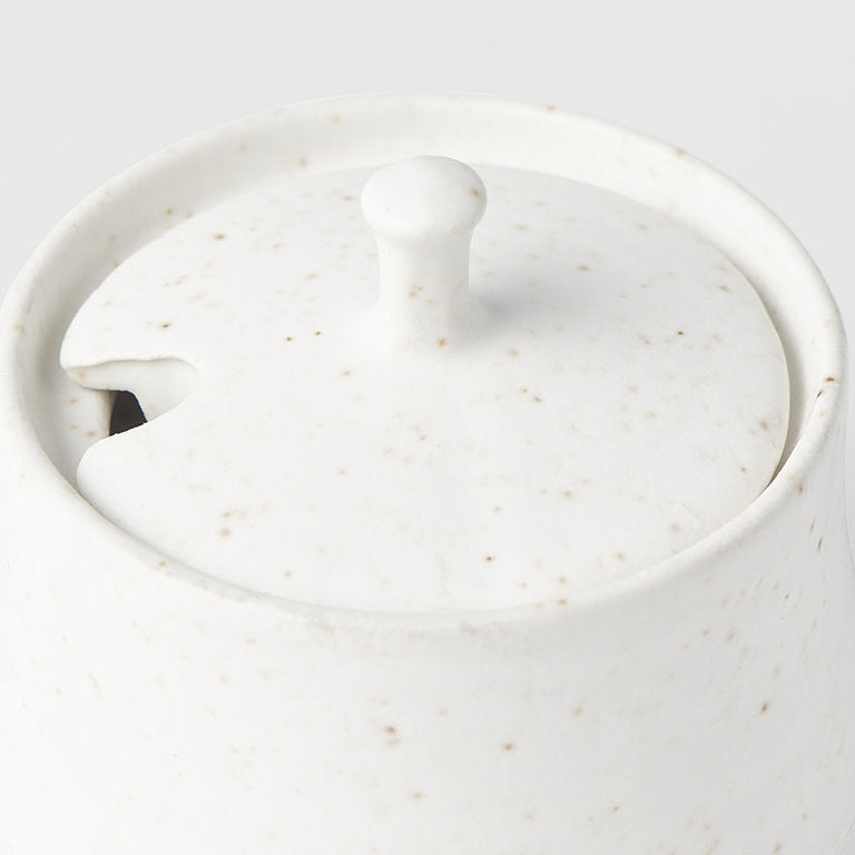 White fleck glaze sugar pot 6cm