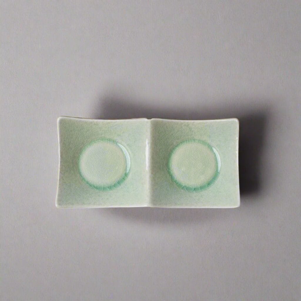 Two Section Sauce Dish Celadon Glaze