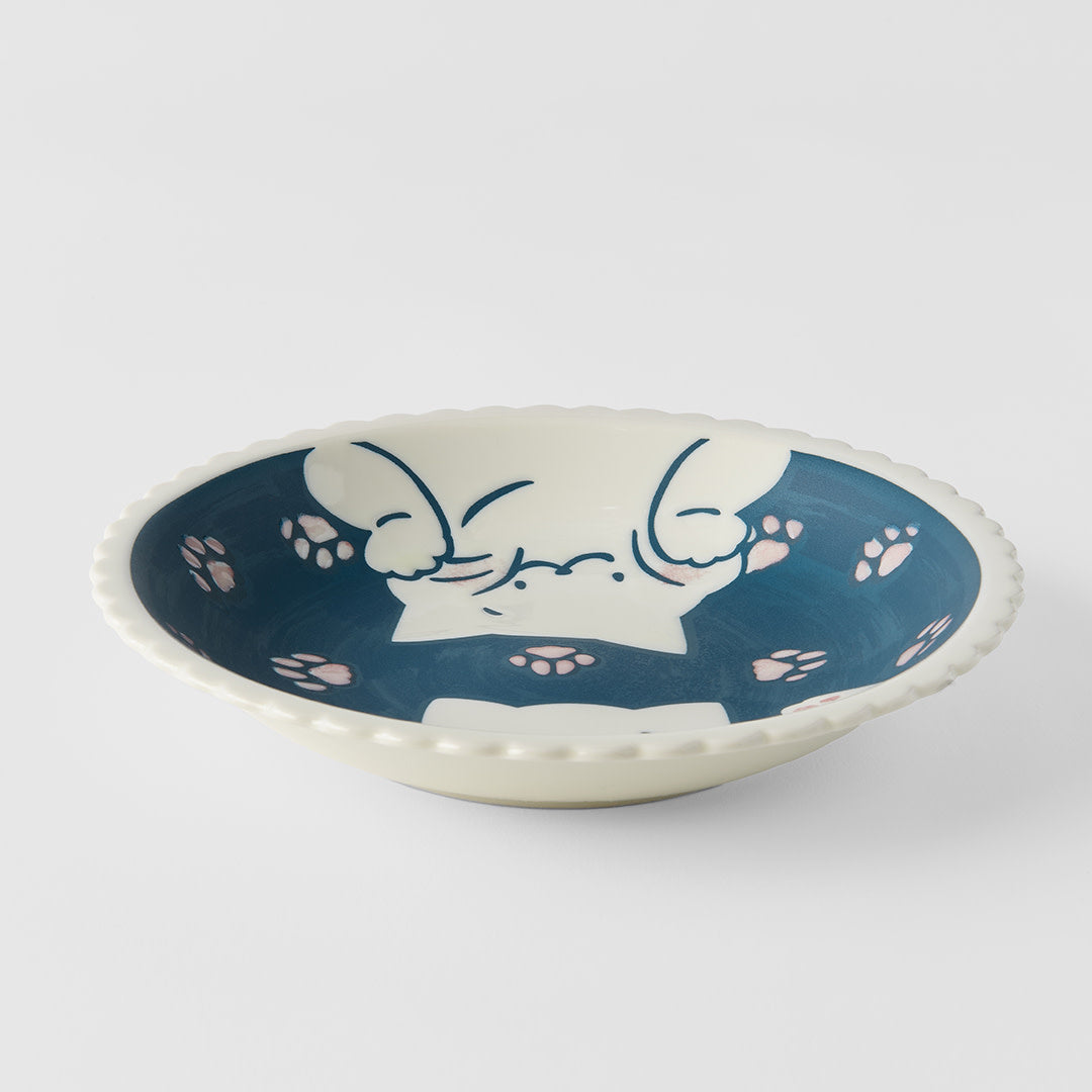 Navy Cat shallow bowl 21cm