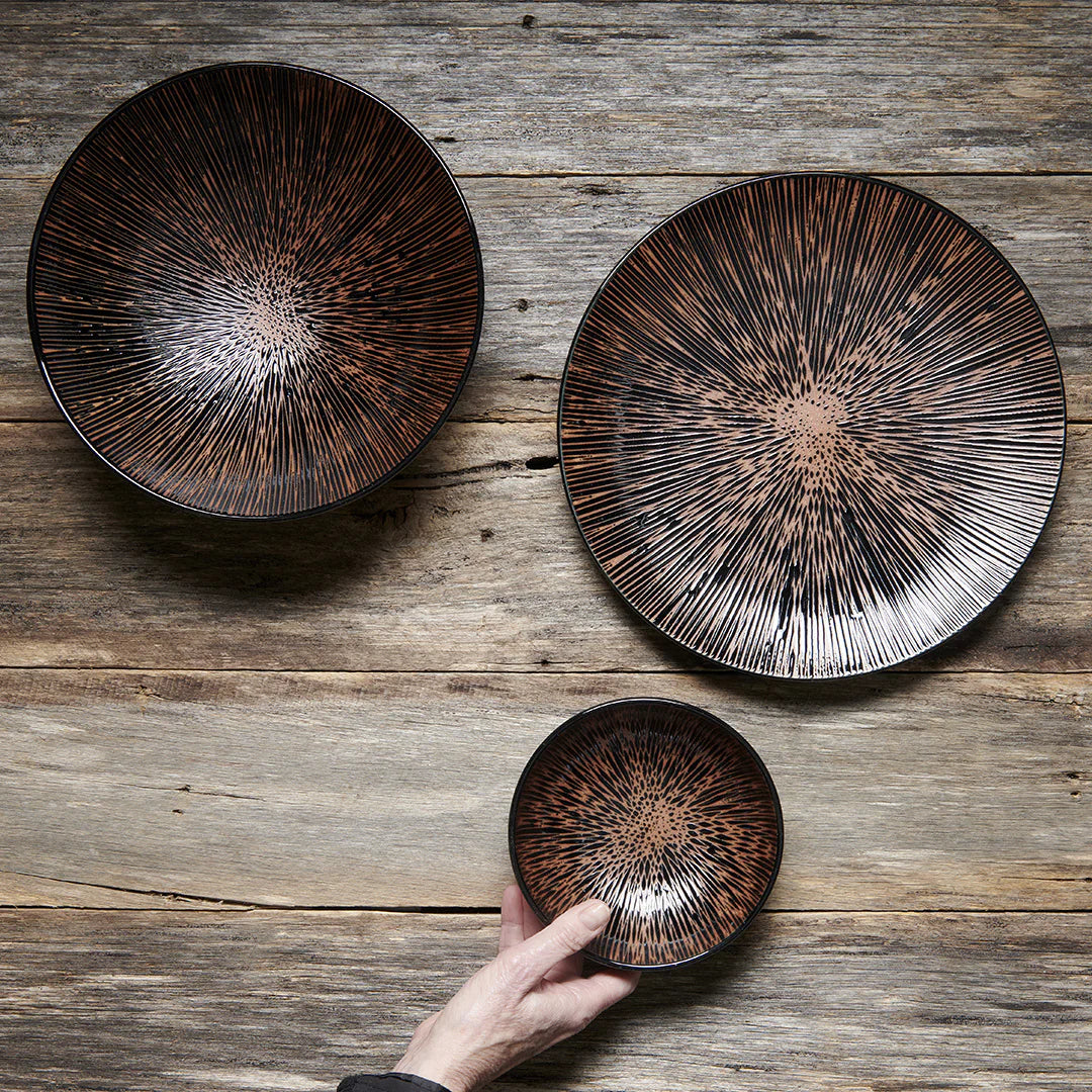 Bronze converging line Ramen Bowl 24cm