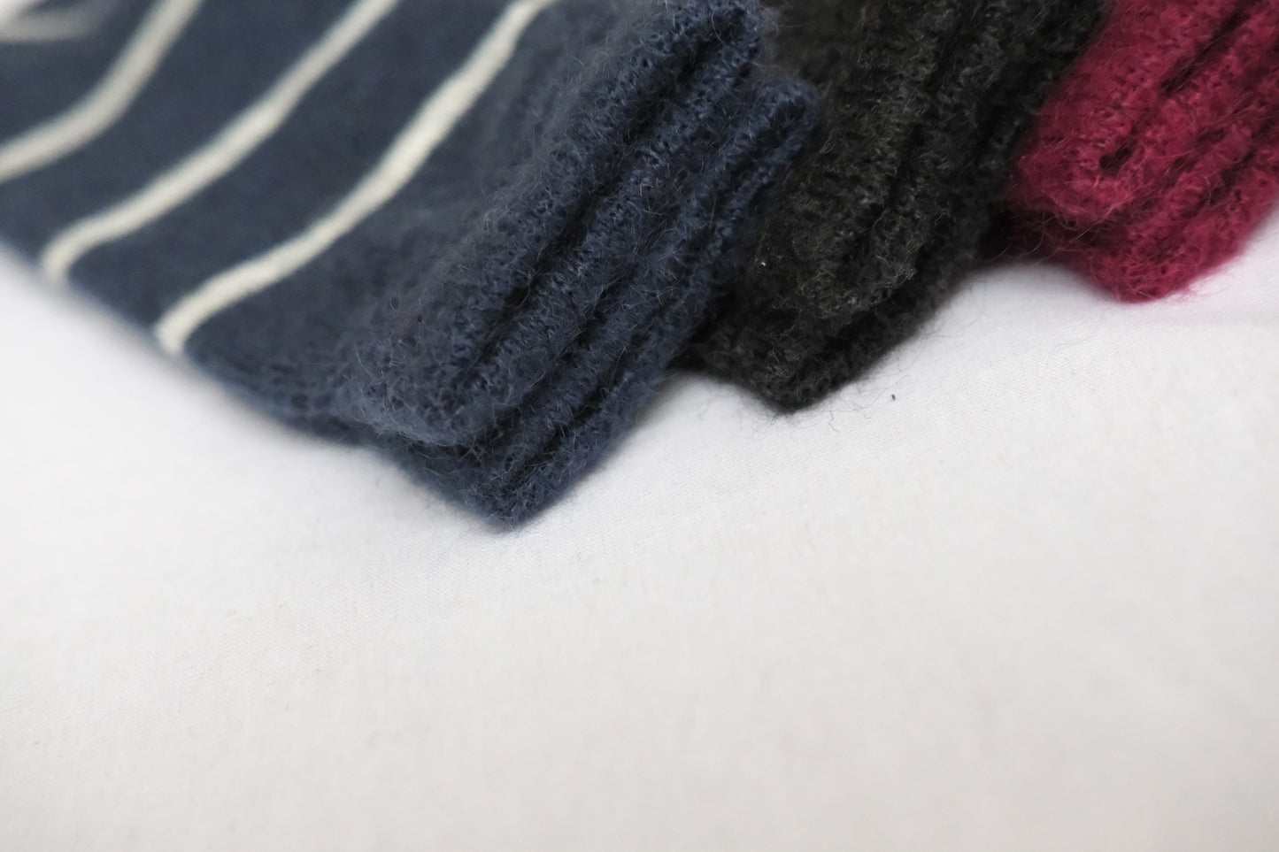 Mohair Wool Border Socks - Wine