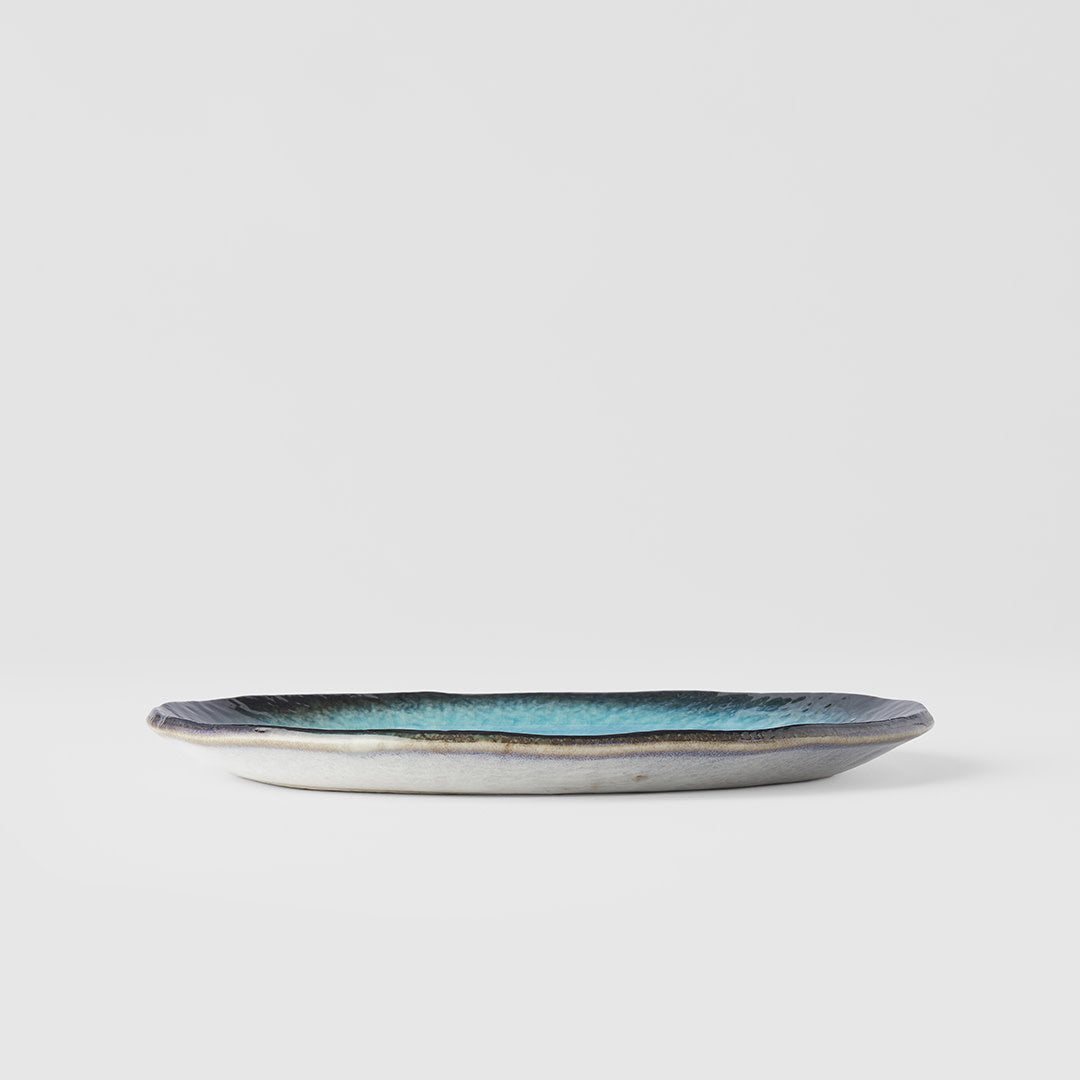 Sky Blue oval flat plate 22cm