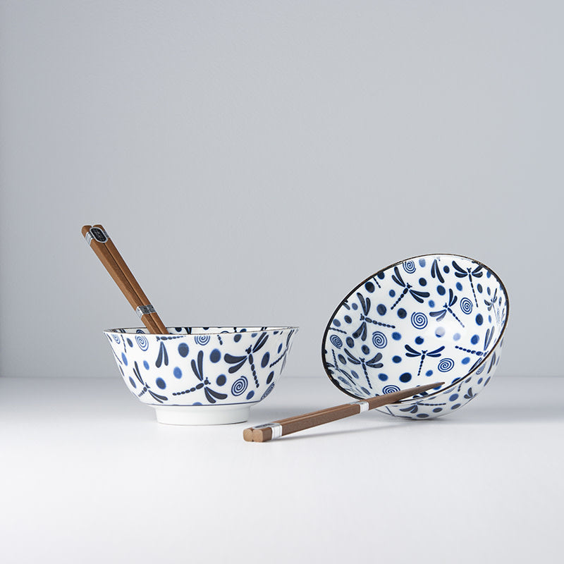 Blue Dragonfly 2 piece boxed bowl set 15cm