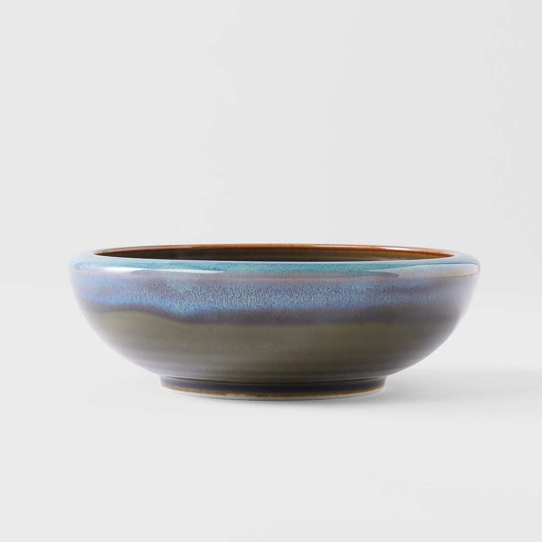 Blue with dark green inner thick edge bowl 17cm