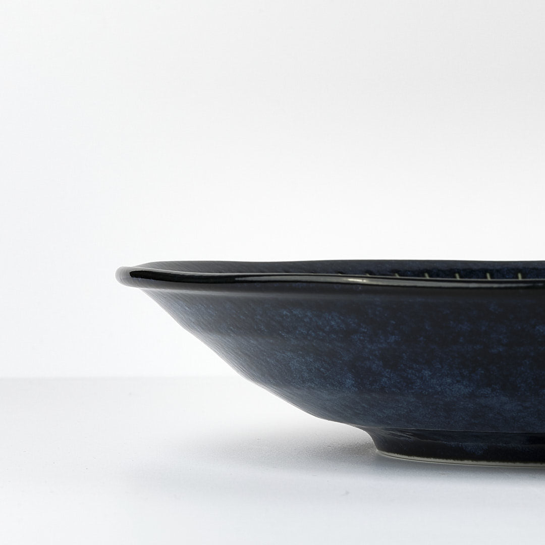 Ridged Indigo wavy edged bowl 25cm