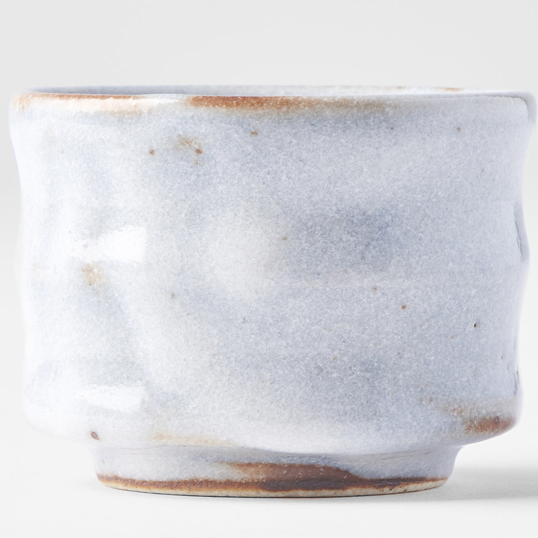 Sake cup ridged outer rust with white cloud 50ml