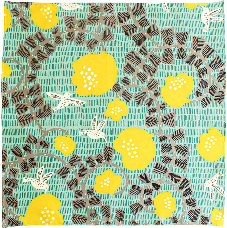 Furoshiki Organic Cotton - Kata Kata Musubi Hummingbird Green 70cm