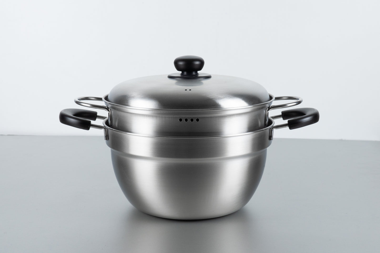Enzo Stainless Steel Deep-Rim Two-Tier Steamer 23cm