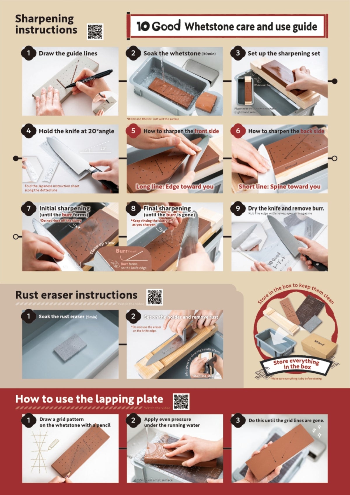 King 10 Good Sharpening Stone Set - Togiba