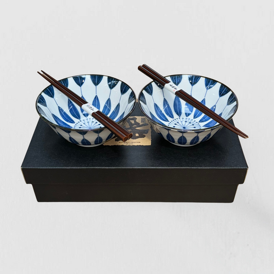 Indigo Sunflower Design 2 piece boxed bowl set 15cm