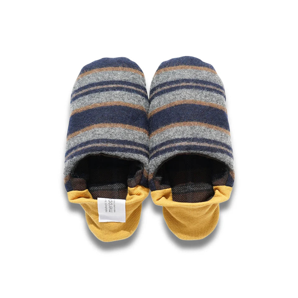 Merippa Cotton Wool Border x Dark Check Japanese Slippers