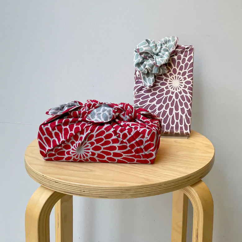 Furoshiki Isa monyo Reversible - Chrysanthemum Purple Blue 48cm