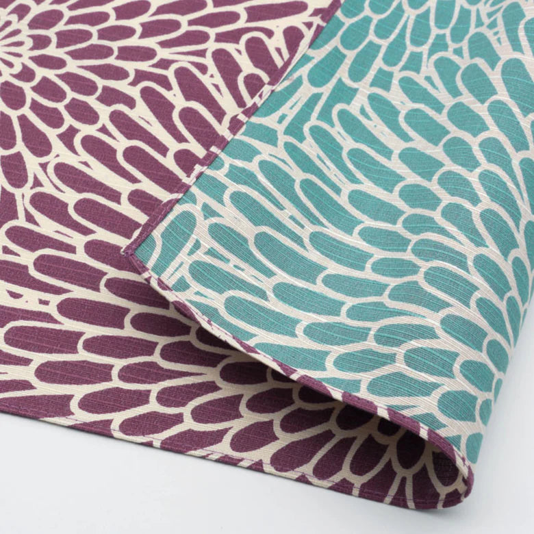 Furoshiki Isa monyo Reversible - Chrysanthemum Purple Blue 48cm