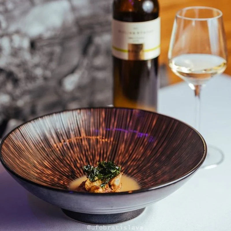 Bronze converging line Ramen Bowl 24cm