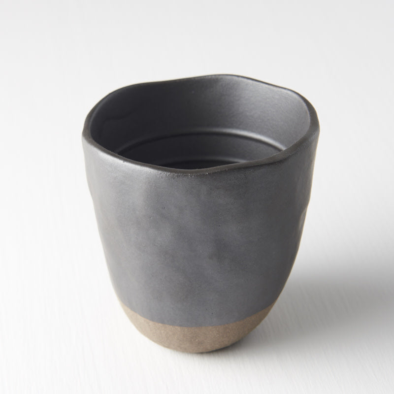 Lopsided mug black and bisque 9.5cm
