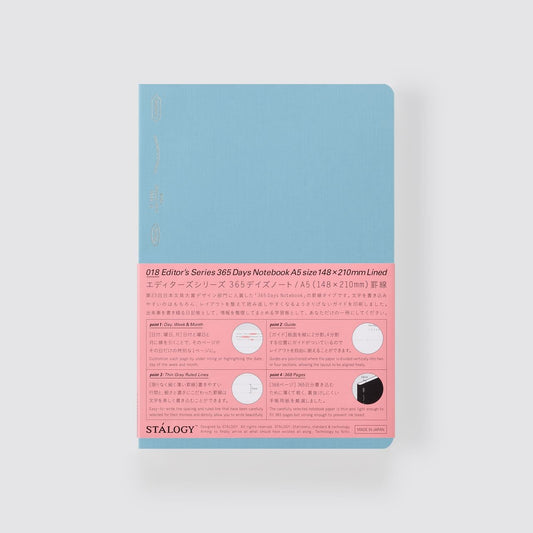 Stalogy Lined 365 Days Notebook, A5, Blue