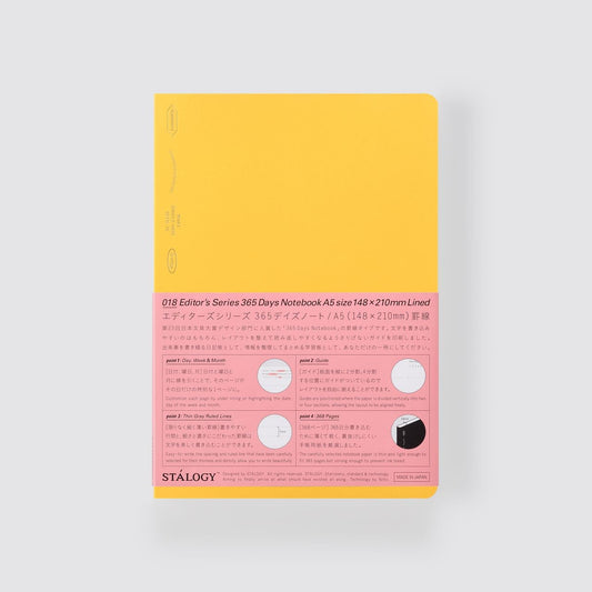 Stalogy Lined 365 Days Notebook, A5, Yellow