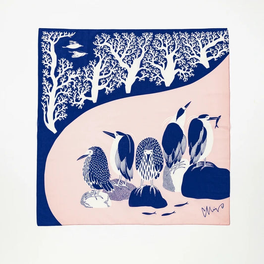 Furoshiki: gobies in the river at night 100cm SQ