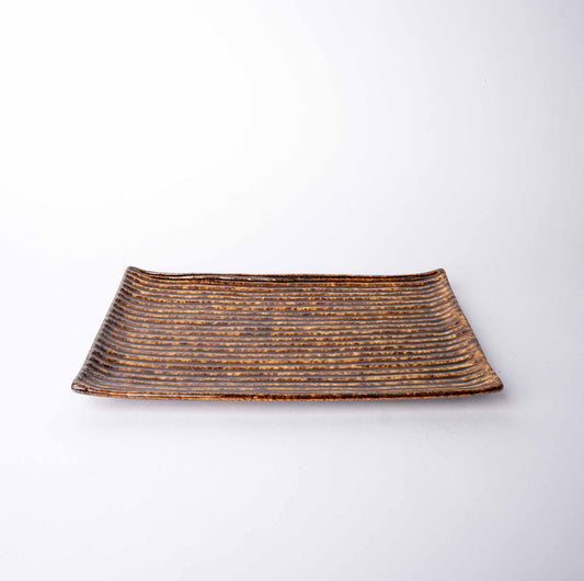 Sushi Plate Amber Contour Glaze 24cm