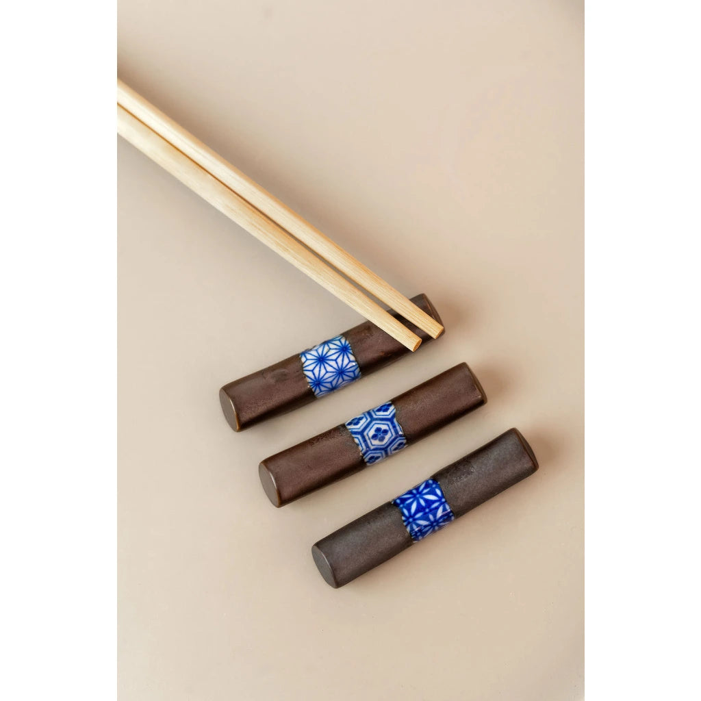 Black Cylinder Asanoha Chopstick Rest