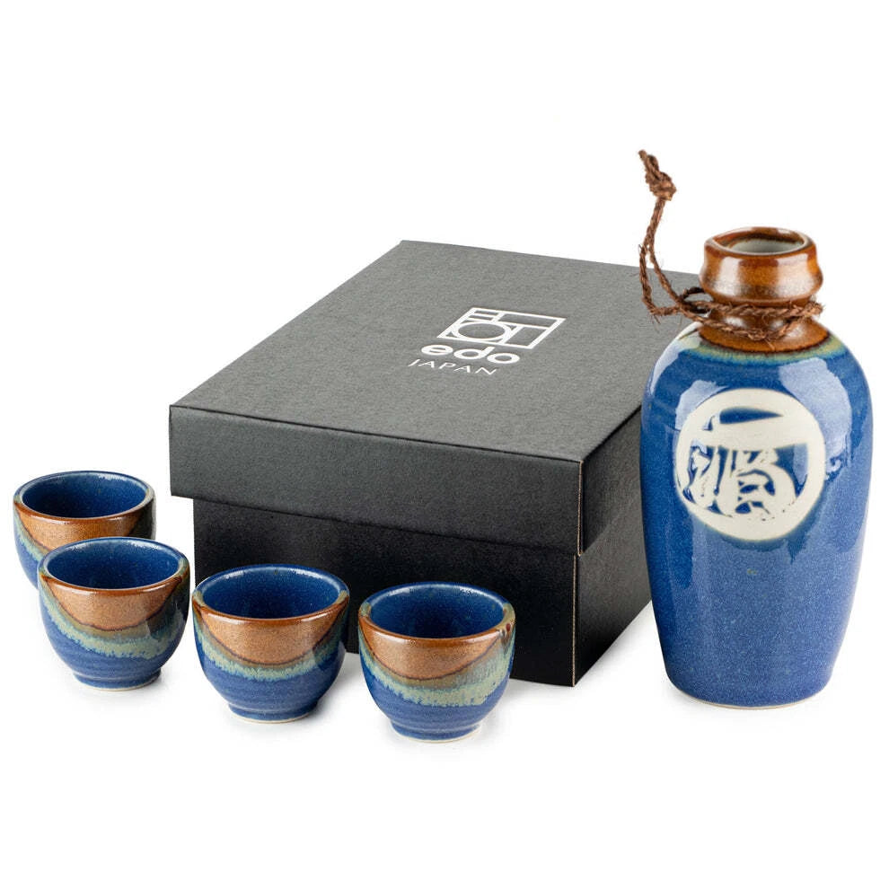 Blue & Amber Sake Gift Set for Four 500ml