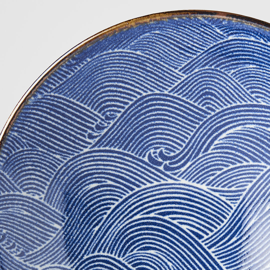 Blue Wave Ramen Bowl 24.5cm Made In Japan UK