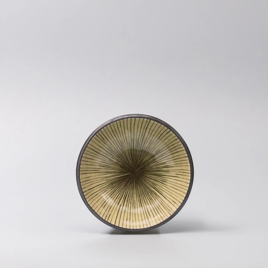 Decorative bowl with a geometric pattern on a light gray background