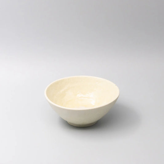 White ceramic bowl on a light gray background