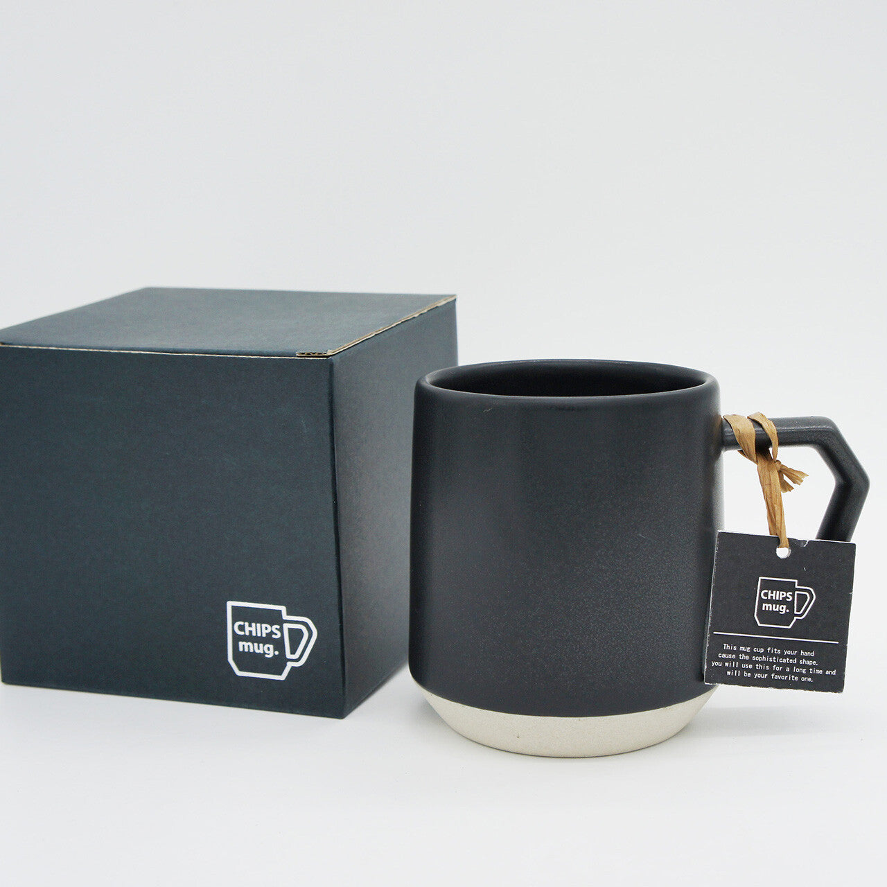 CHIPS Mat Black Gift Boxed Mug with Handle 380ml