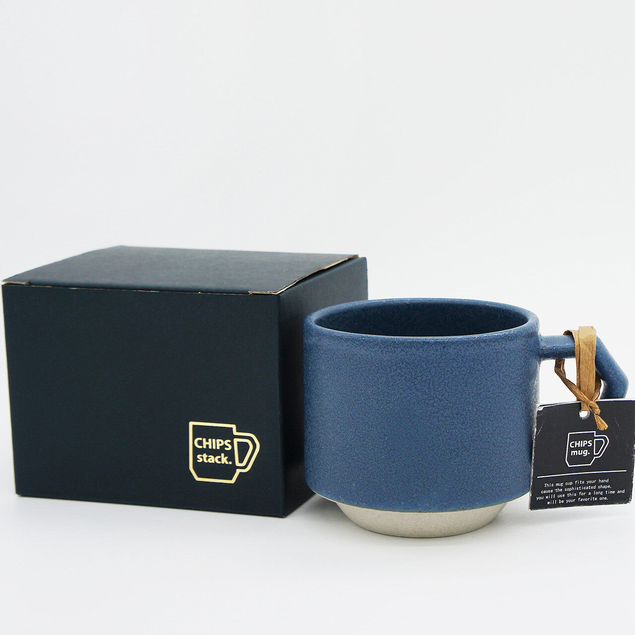 CHIPS Stack Mat Sand Blue Gift Boxed Mug with Handle 280ml