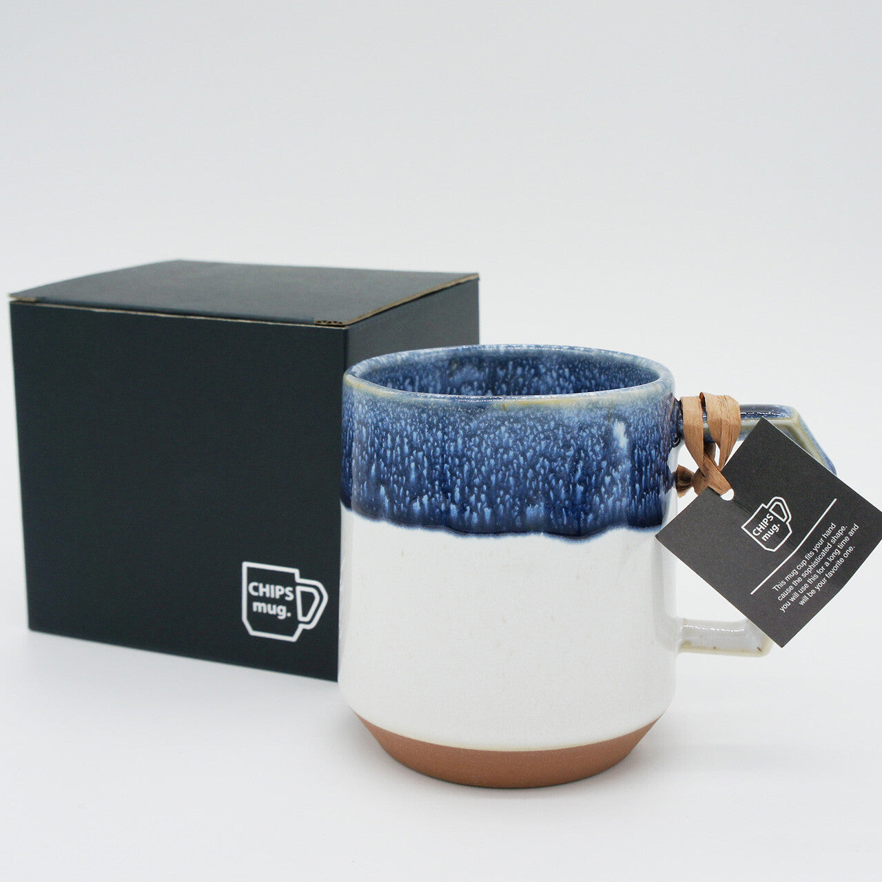 CHIPS Premium White & Navy Drop Gift Boxed Mug with Handle 380ml