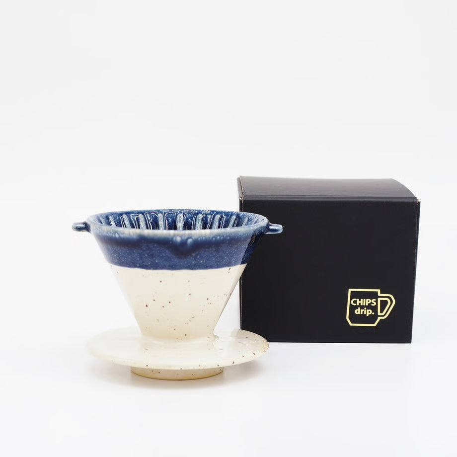 CHIPS Premium White & Navy Gift Boxed Coffee Dripper for 1-2 Cups