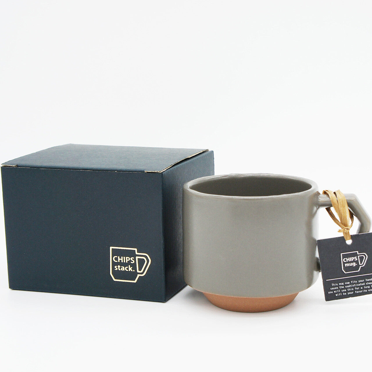 CHIPS Stack Mat Grey Gift Boxed Mug with Handle 280ml